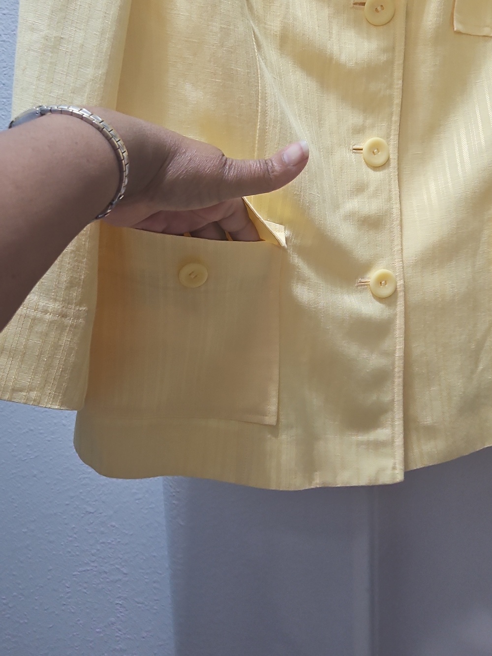 Emma James Pale Yellow Women's Button-Front Blazer Jacket - Picture 3 of 6